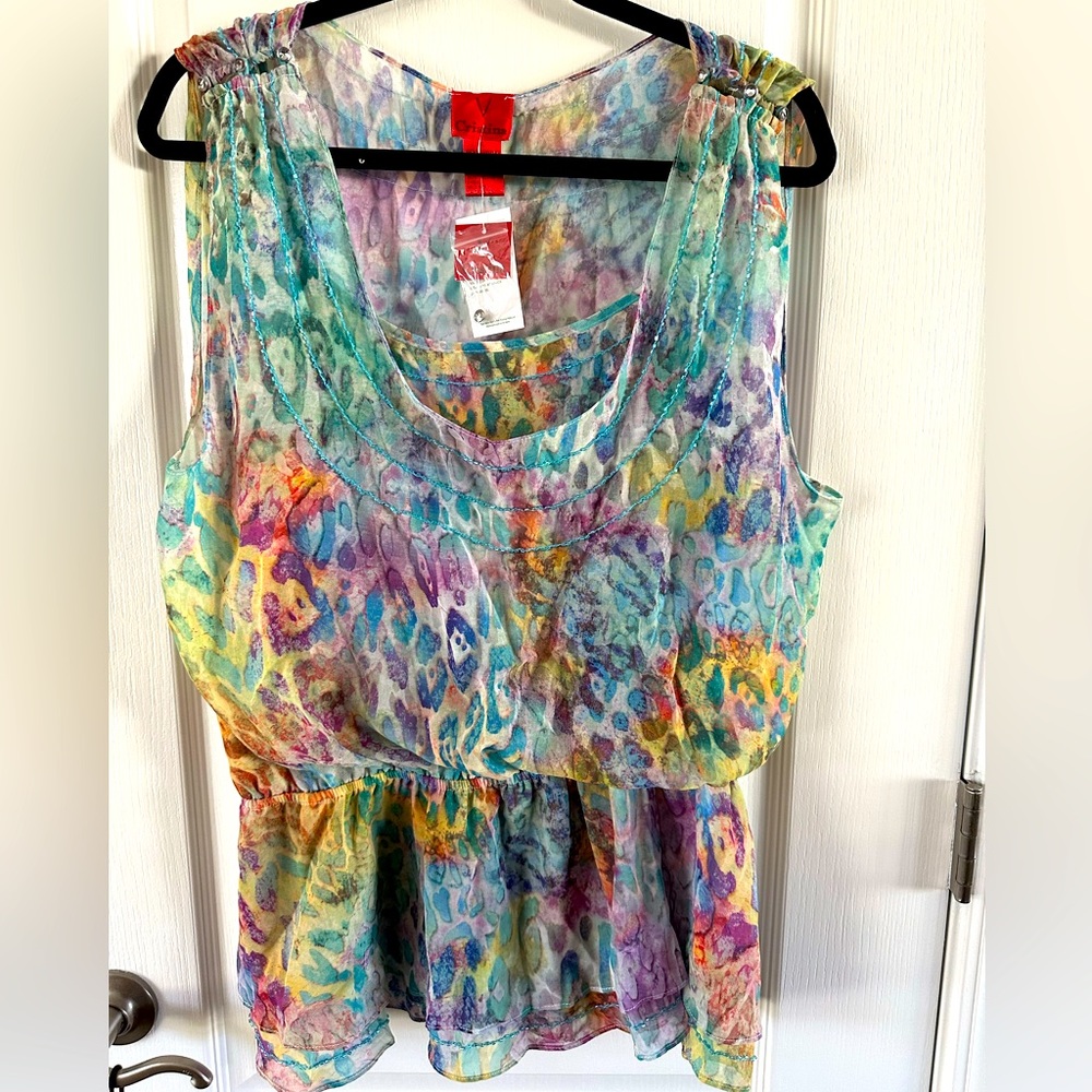 NWT Christina Blousy Tank with Sequin Detail